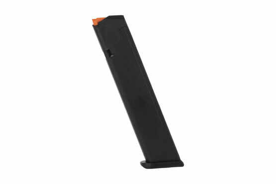 Glock OEM magazine holds 24-rounds of 9x19mm Luger ammunition in a tough and reliable package compatible with all generation Glocks